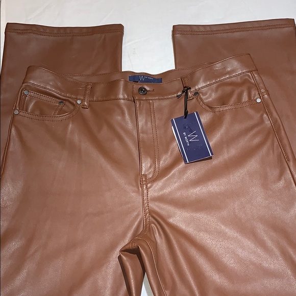 W by Worth Caramel Faux Leather Memphis Pant 14 - Picture 2 of 7